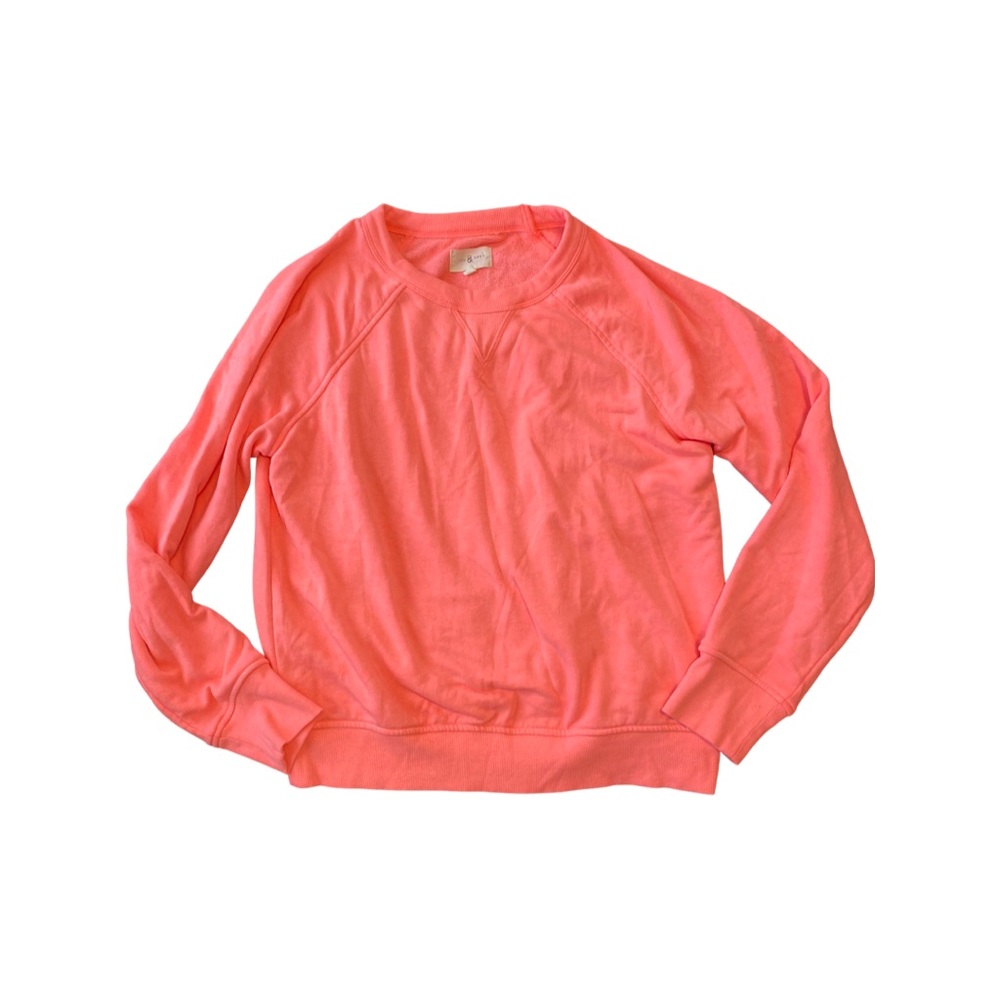Lou & Grey Neon Orange Crew Neck Sweatshirt Sz Small